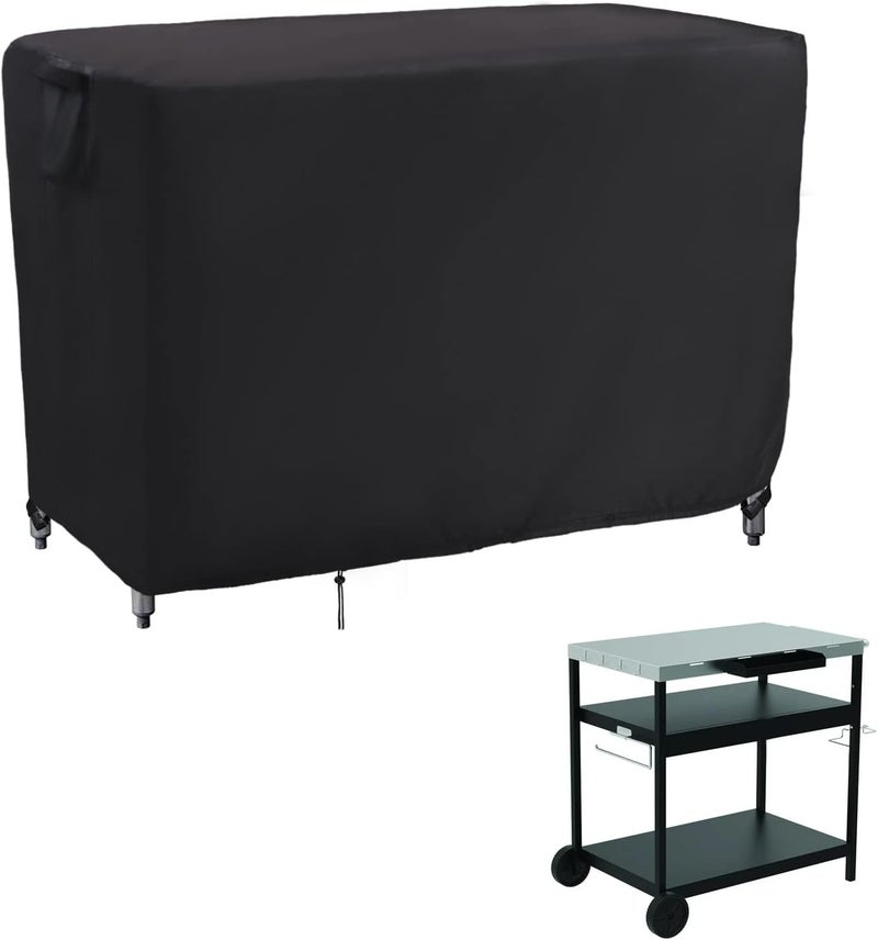 Kingling Grill Cart Cover, Waterproof Outdoor Prep Table Cover 46 Inch Stainless Steel Outdoor Patio Table Covers Rectangular for Metal Prep Cart Protection -46''L x 25''W x 40''H (Black) - Image 1
